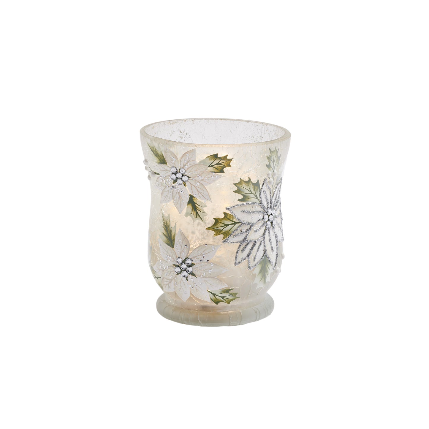 Frosted Poinsettia Votive Lighting